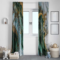 Polynesian Tribal Tattoo Window Curtain Green Marble Pattern LT9 - Polynesian Pride