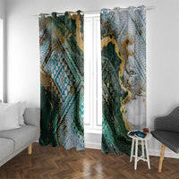 Polynesian Tribal Tattoo Window Curtain Green Marble Pattern LT9 With Grommets Green - Polynesian Pride