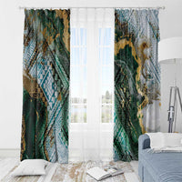Polynesian Tribal Tattoo Window Curtain Green Marble Pattern LT9 - Polynesian Pride