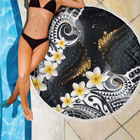 Polynesian Tribal Tattoo Beach Blanket Plumeria Black Gold Marble Pattern LT9 - Polynesian Pride