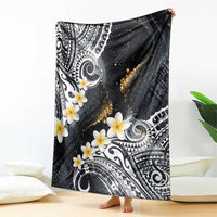 Polynesian Tribal Tattoo Blanket Plumeria Black Gold Marble Pattern LT9 - Polynesian Pride