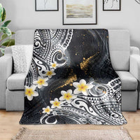 Polynesian Tribal Tattoo Blanket Plumeria Black Gold Marble Pattern LT9 - Polynesian Pride