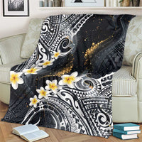 Polynesian Tribal Tattoo Blanket Plumeria Black Gold Marble Pattern LT9 - Polynesian Pride