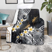 Polynesian Tribal Tattoo Blanket Plumeria Black Gold Marble Pattern LT9 - Polynesian Pride