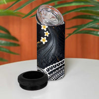 Polynesian Tribal Tattoo 4 in 1 Can Cooler Tumbler Plumeria Black Gold Marble Pattern LT9 - Polynesian Pride