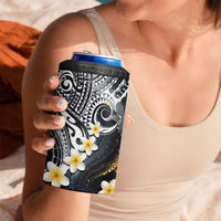 Polynesian Tribal Tattoo 4 in 1 Can Cooler Tumbler Plumeria Black Gold Marble Pattern LT9 - Polynesian Pride