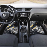 Polynesian Tribal Tattoo Car Mats Plumeria Black Gold Marble Pattern LT9 Set 2pcs - Front Black - Polynesian Pride