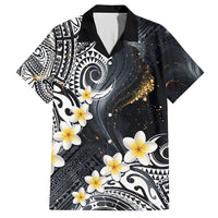Polynesian Tribal Tattoo Hawaiian Shirt Plumeria Black Gold Marble Pattern LT9 Black - Polynesian Pride