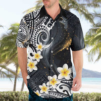 Polynesian Tribal Tattoo Hawaiian Shirt Plumeria Black Gold Marble Pattern LT9 - Polynesian Pride