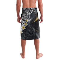 Polynesian Tribal Tattoo Lavalava Plumeria Black Gold Marble Pattern