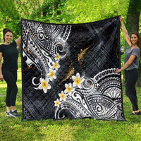 Polynesian Tribal Tattoo Quilt Plumeria Black Gold Marble Pattern