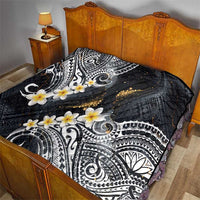 Polynesian Tribal Tattoo Quilt Plumeria Black Gold Marble Pattern