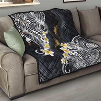 Polynesian Tribal Tattoo Quilt Plumeria Black Gold Marble Pattern