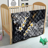 Polynesian Tribal Tattoo Quilt Plumeria Black Gold Marble Pattern