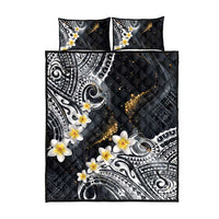 Polynesian Tribal Tattoo Quilt Bed Set Plumeria Black Gold Marble Pattern LT9 - Polynesian Pride