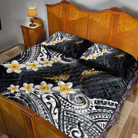 Polynesian Tribal Tattoo Quilt Bed Set Plumeria Black Gold Marble Pattern LT9 - Polynesian Pride