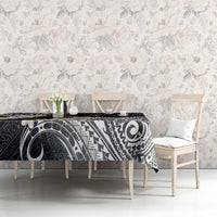 Polynesian Tribal Tattoo Tablecloth Plumeria Black Gold Marble Pattern LT9 - Polynesian Pride