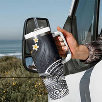Polynesian Tribal Tattoo Tumbler With Handle Plumeria Black Gold Marble Pattern LT9 - Polynesian Pride