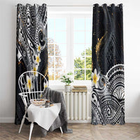 Polynesian Tribal Tattoo Window Curtain Plumeria Black Gold Marble Pattern LT9 - Polynesian Pride
