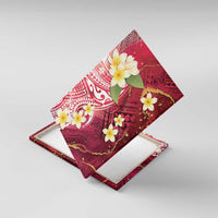 Polynesian Tribal Tattoo Canvas Wall Art Plumeria Blood Red and Gold Marble Pattern LT9 With Frame Red - Polynesian Pride