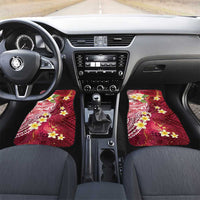 Polynesian Tribal Tattoo Car Mats Plumeria Blood Red and Gold Marble Pattern LT9 Set 2pcs - Front Red - Polynesian Pride