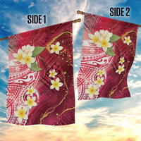 Polynesian Tribal Tattoo Garden Flag Plumeria Blood Red and Gold Marble Pattern LT9 - Polynesian Pride