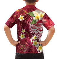 Polynesian Tribal Tattoo Hawaiian Shirt Plumeria Blood Red and Gold Marble Pattern LT9 - Polynesian Pride