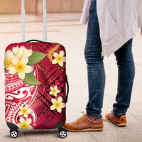 Polynesian Tribal Tattoo Luggage Cover Plumeria Blood Red and Gold Marble Pattern