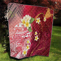 Polynesian Tribal Tattoo Quilt Plumeria Blood Red and Gold Marble Pattern