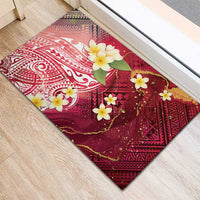 Polynesian Tribal Tattoo Rubber Doormat Plumeria Blood Red and Gold Marble Pattern LT9 - Polynesian Pride