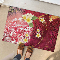 Polynesian Tribal Tattoo Rubber Doormat Plumeria Blood Red and Gold Marble Pattern LT9 - Polynesian Pride