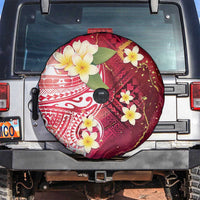 Polynesian Tribal Tattoo Spare Tire Cover Plumeria Blood Red and Gold Marble Pattern LT9 Red - Polynesian Pride