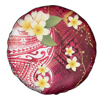 Polynesian Tribal Tattoo Spare Tire Cover Plumeria Blood Red and Gold Marble Pattern LT9 - Polynesian Pride