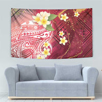 Polynesian Tribal Tattoo Tapestry Plumeria Blood Red and Gold Marble Pattern