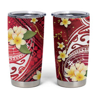 Polynesian Tribal Tattoo Tumbler Cup Plumeria Blood Red and Gold Marble Pattern LT9 Red - Polynesian Pride