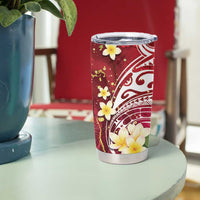 Polynesian Tribal Tattoo Tumbler Cup Plumeria Blood Red and Gold Marble Pattern LT9 - Polynesian Pride