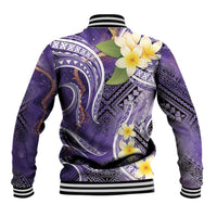 Polynesian Tribal Tattoo Baseball Jacket Plumeria Purple Marble Pattern LT9 - Polynesian Pride
