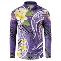 Polynesian Tribal Tattoo Button Sweatshirt Plumeria Purple Marble Pattern LT9 Purple - Polynesian Pride