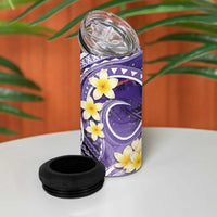 Polynesian Tribal Tattoo 4 in 1 Can Cooler Tumbler Plumeria Purple Marble Pattern LT9 - Polynesian Pride