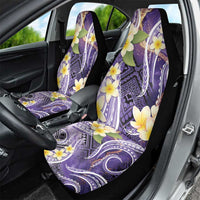 Polynesian Tribal Tattoo Car Seat Cover Plumeria Purple Marble Pattern