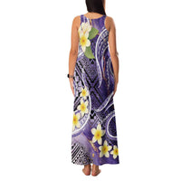 Polynesian Tribal Tattoo Family Matching Tank Maxi Dress and Hawaiian Shirt Plumeria Purple Marble Pattern