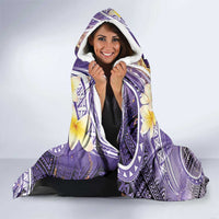 Polynesian Tribal Tattoo Hooded Blanket Plumeria Purple Marble Pattern LT9 - Polynesian Pride
