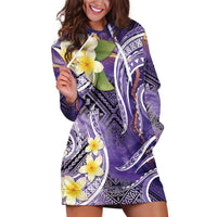 Polynesian Tribal Tattoo Hoodie Dress Plumeria Purple Marble Pattern LT9 Purple - Polynesian Pride