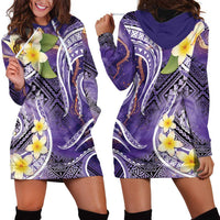Polynesian Tribal Tattoo Hoodie Dress Plumeria Purple Marble Pattern LT9 - Polynesian Pride