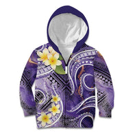 Polynesian Tribal Tattoo Kid Hoodie Plumeria Purple Marble Pattern