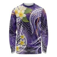 Polynesian Tribal Tattoo Long Sleeve Shirt Plumeria Purple Marble Pattern LT9 Unisex Purple - Polynesian Pride