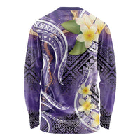 Polynesian Tribal Tattoo Long Sleeve Shirt Plumeria Purple Marble Pattern LT9 - Polynesian Pride