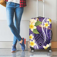 Polynesian Tribal Tattoo Luggage Cover Plumeria Purple Marble Pattern