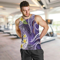 Polynesian Tribal Tattoo Men Tank Top Plumeria Purple Marble Pattern LT9 Purple - Polynesian Pride