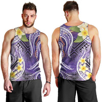 Polynesian Tribal Tattoo Men Tank Top Plumeria Purple Marble Pattern LT9 - Polynesian Pride